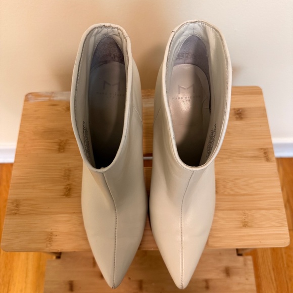 White Pointed Toe High Heel Ankle Boots - Picture 5 of 13